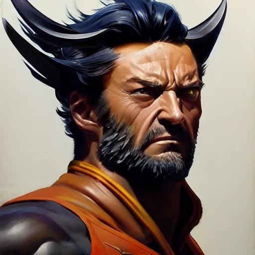 Image similar to Greg Manchess portrait painting of Wolverine as Overwatch character, medium shot, asymmetrical, profile picture, Organic Painting, sunny day, Matte Painting, bold shapes, hard edges, street art, trending on artstation, by Huang Guangjian and Gil Elvgren and Sachin Teng