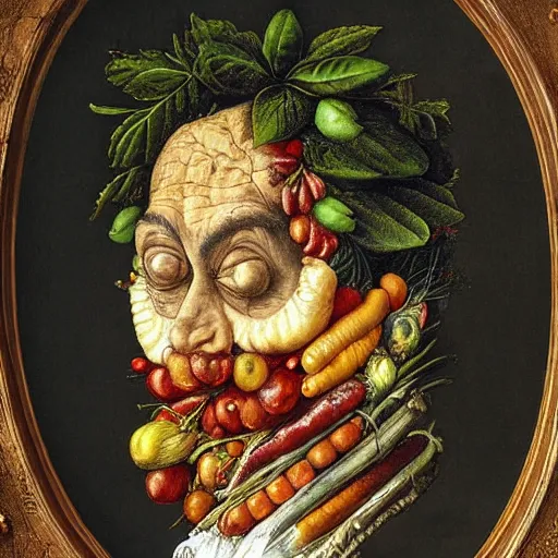 Image similar to Giuseppe Arcimboldo's fruit and vegetable portrait of Nicolas Sarkozy