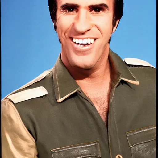 Image similar to screenshot fonz portrait from 70s comedy unhappy TV show unhappy days