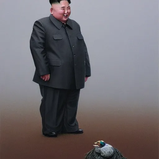 Prompt: Portrait of Kim Jong-un as Tweedledum and Tweedledee, dark fantasy, intricate, smooth, artstation, painted by Wayne Barlowe, Greg Rutkowski, Zdislav Beksinski