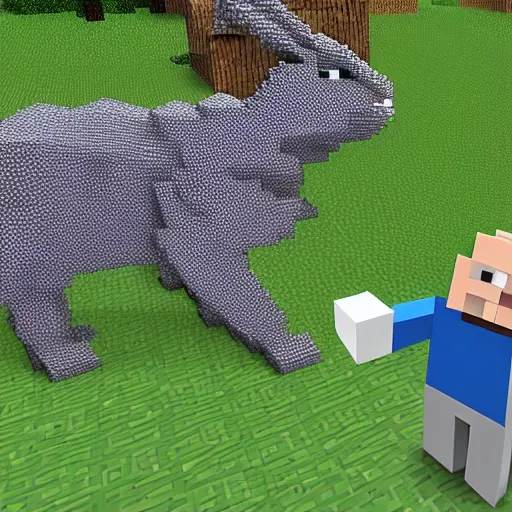 Prompt: big chungus in minecraft