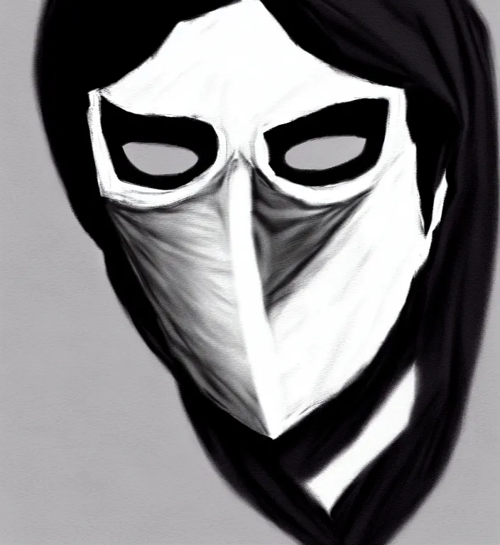 Image similar to white man with black fabric mask, short dark hair, true anatomy!, digital painting, style of lord of the ring!!!