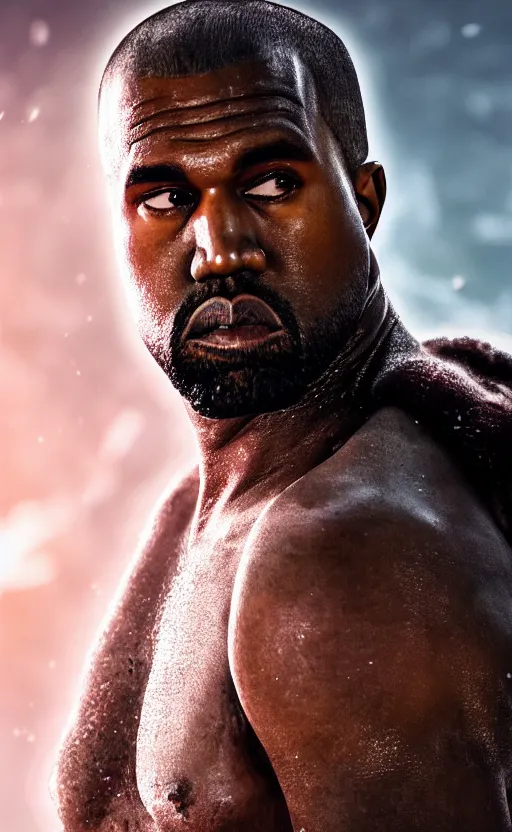 Prompt: Portrait of Kanye West as Zeus in Skyrim, splash art, movie still, cinematic lighting, dramatic, octane render, long lens, shallow depth of field, bokeh, anamorphic lens flare, 8k, hyper detailed, 35mm film grain