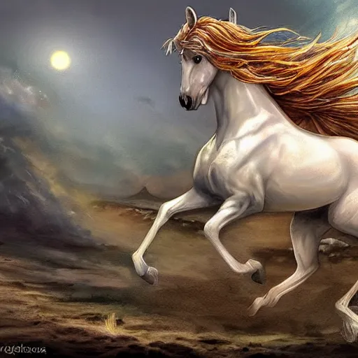 Image similar to a mer horse, fantasy art,