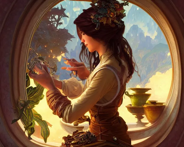 Image similar to photography of fern isabel coppedge, deep focus, d & d, fantasy, intricate, elegant, highly detailed, digital painting, artstation, concept art, matte, sharp focus, illustration, hearthstone, art by artgerm and greg rutkowski and alphonse mucha