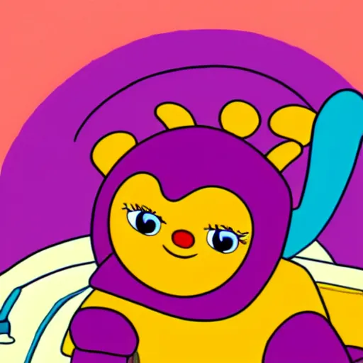 Prompt: Teletubbie in the style of GTA cover art