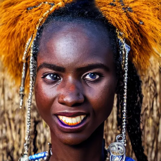 Image similar to a portait photo of Zulu princess, epic image, path tracing, complementary colours, high quality, 4k HDR, dramatic lighting, cinematic, highly detailed, high coherence, dedined face, anatomically correct, five fingers