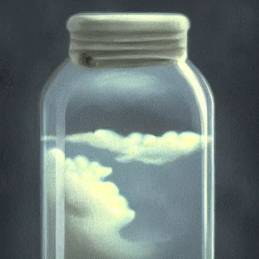 Image similar to a storm with clouds inside of a jar, artstation