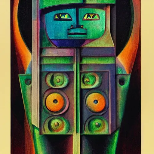 Image similar to the robot wearing her human mask, by kit williams and diego rivera, symbolist, dramatic lighting, elaborate geometric ornament, art brut, god rays, soft cool colors, smooth, sharp focus, extremely detailed