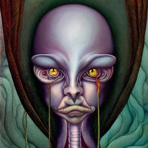 Prompt: portrait of surreal alien , artwork by Daniel Merriam,