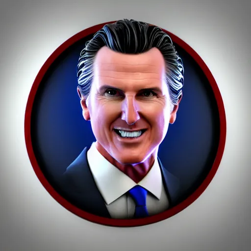 Prompt: Dartboard in the shape of Gavin Newsom's face, 3d render, digital art, artstation, hyper realistic, 8k