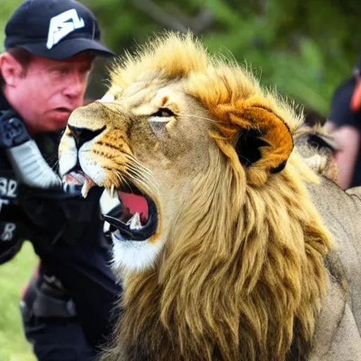 Image similar to New Zealand freedom protesters are mauled by lions. News footage.