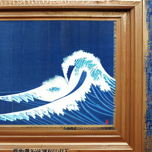 Image similar to donald tusk on Japanese wood painting big wave style ultra details art