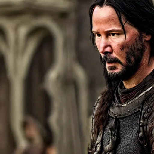 Image similar to Keanu Reeves in Vikings detail 4K quality super realistic