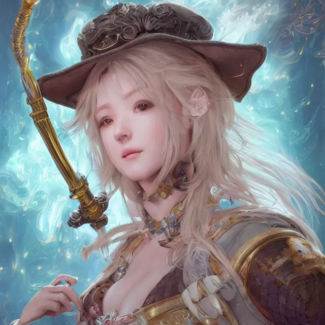 Image similar to studio portrait of neutral good colorful female cleric bard healer as absurdly beautiful, elegant, young sensual gravure idol, ultrafine hyperrealistic detailed face illustration by kim jung gi, irakli nadar, intricate linework, sharp focus, bright colors, matte, octopath traveler, final fantasy, unreal engine highly rendered, global illumination, radiant light, intricate environment