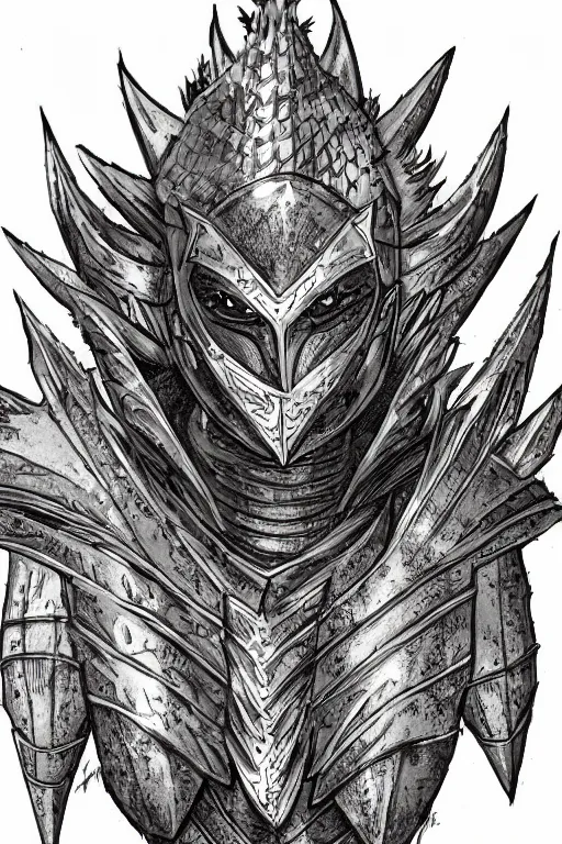 Prompt: thistle armoured warrior, symmetrical, highly detailed, digital art, pointy themed armour, sharp focus, trending on art station, kentaro miura manga art style