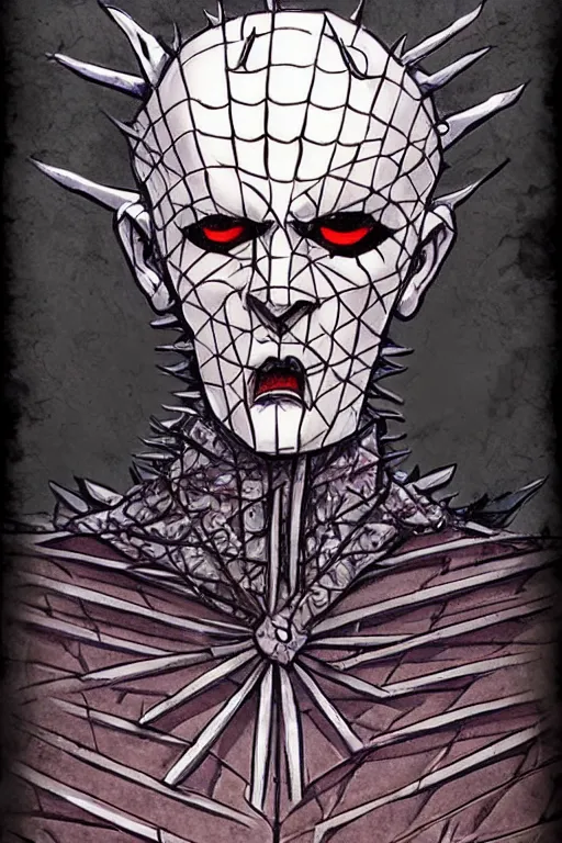 Prompt: hellraiser pinhead, ainz ooal gown as a character in the game league of legends, with a background based on the game league of legends, detailed face