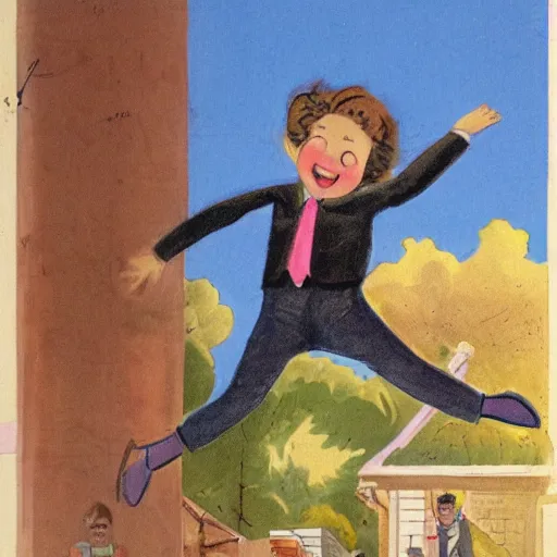 Image similar to a parson russell jumping in the air, children's illustration