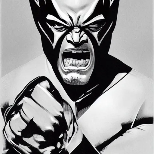 Image similar to orson welles as wolverine, graphic novel drawing by alex ross