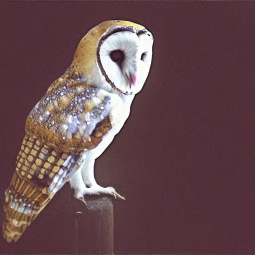 Image similar to noctilux, barn owl, cinestill,