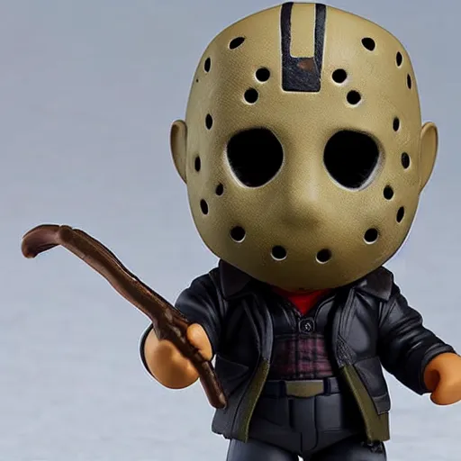 Image similar to high quality portrait flat matte painting of jason voorhees in the style of nendoroid, from friday the 1 3 th, flat anime style, thick painting, medium close - up