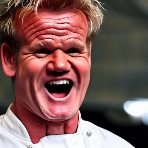 Prompt: gordon ramsey, yelling with his uvula showing in the picture, very big uvula