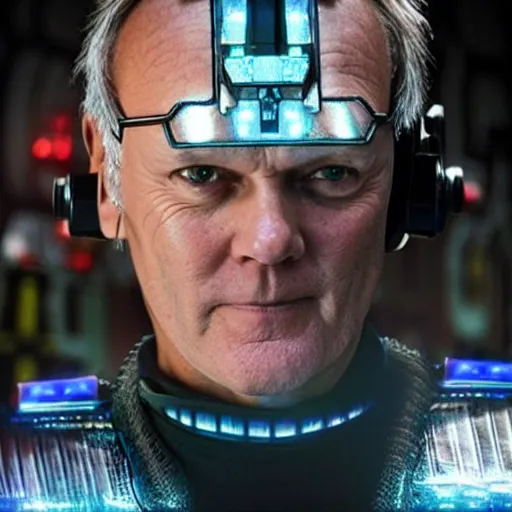 Image similar to Anthony Head as Cyberpunk Uther