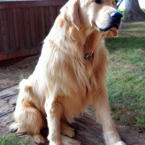 Image similar to golden retriever made of driftwood