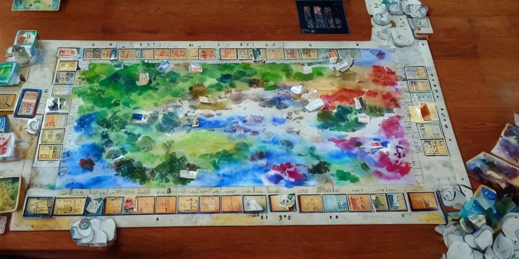 Image similar to I'm a genius! I am the King of the watercolor tableau. I win everyone and I'm in points. I love HOBBY GAMES BOARD GAMES