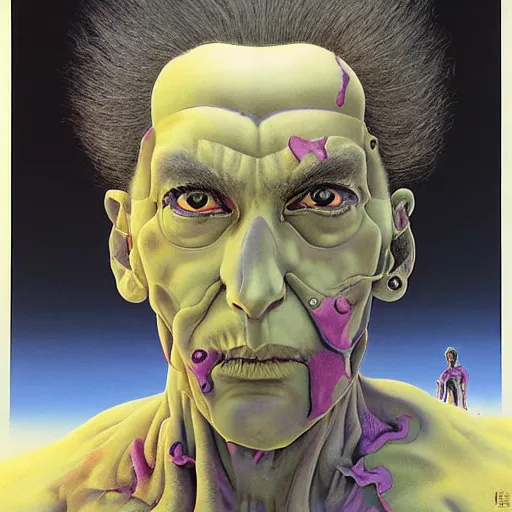 Image similar to portrait from jojo bizzare adventure painted by hirohiko araki and zdislav beksinski and wayne barlowe