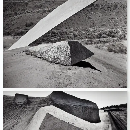 Image similar to by michael heizer close - up accurate. a beautiful collage. you cannot see the future. you cannot change the past. all of life consists of running into darkness.