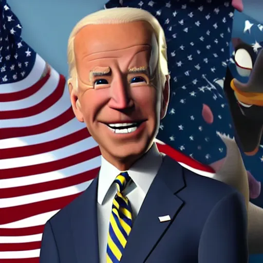 Image similar to joe biden on meth as seen in award winning animated pixar movie 4k octane render