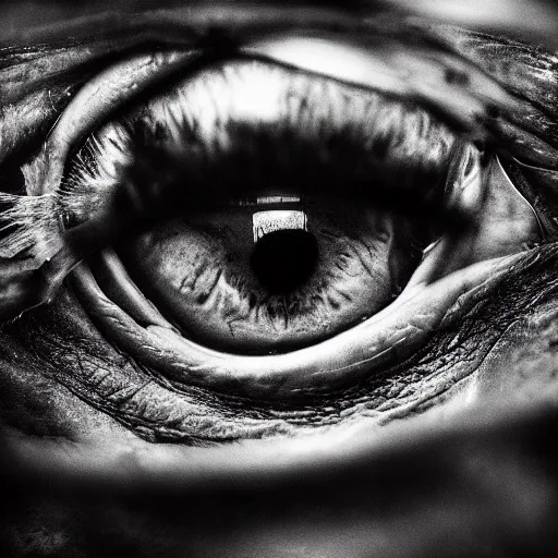 Image similar to a burning tree reflected in an ultra-macro human eye by Lee Jeffries, perfect lighting, extreme close-up