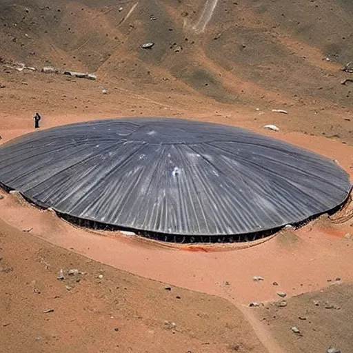 Image similar to An enormous dome-shaped alien spacecraft landed in Peru