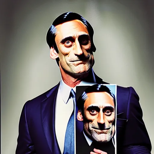 Image similar to uhd candid photo of ham with john hamm's face on it. correct face. photo by annie leibowitz.