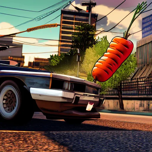 Image similar to carrot in gta loading screen, sharp, 4k, high details