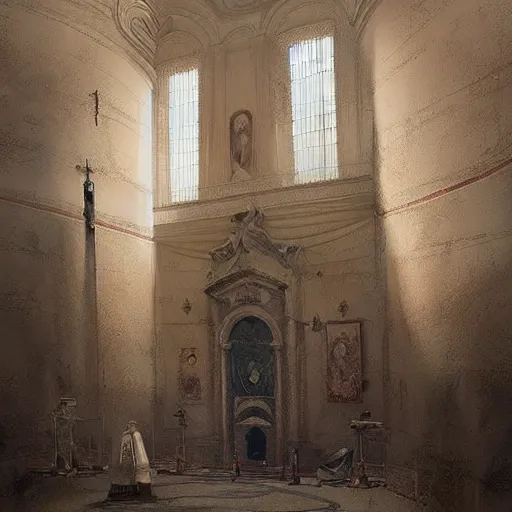 Image similar to Paint the Secrets inside the Vatican,Greg rutkowski, Trending artstation, cinematográfica, digital Art