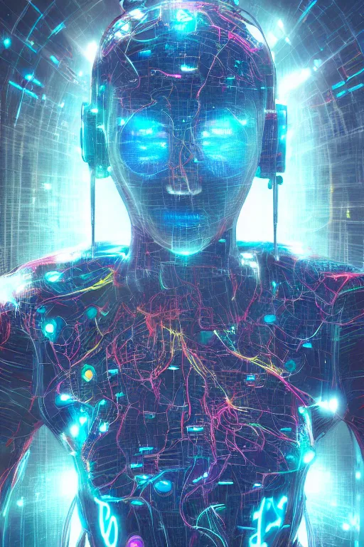 Prompt: the inner working of the universal neural network, trending on artstation, science fiction, octane render, comic book art, highly detailed, concept art, beautiful quantum field, unreal engine, depth of field, comic book art, matte painting, neon splashes of colors