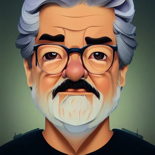 Image similar to face icon stylized minimalist george lucas, loftis, cory behance hd by jesper ejsing, by rhads, makoto shinkai and lois van baarle, ilya kuvshinov, rossdraws global illumination