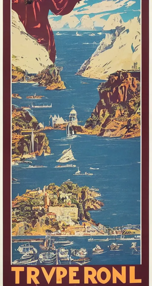 Image similar to vintage travel poster, old, creased