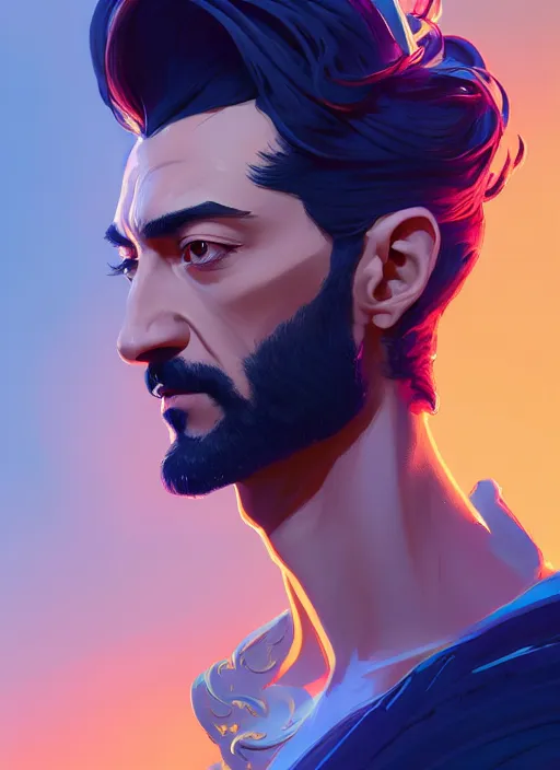 Prompt: side profile centered painted portrait, Arsen Lupin as a Paladin, D&D, Gloomhaven, matte painting concept art, art nouveau, beautifully backlit, swirly vibrant color lines, fantastically gaudy, aesthetic octane render, 8K HD Resolution, by ilya kuvshinov and Cushart Krentz and Gilleard James