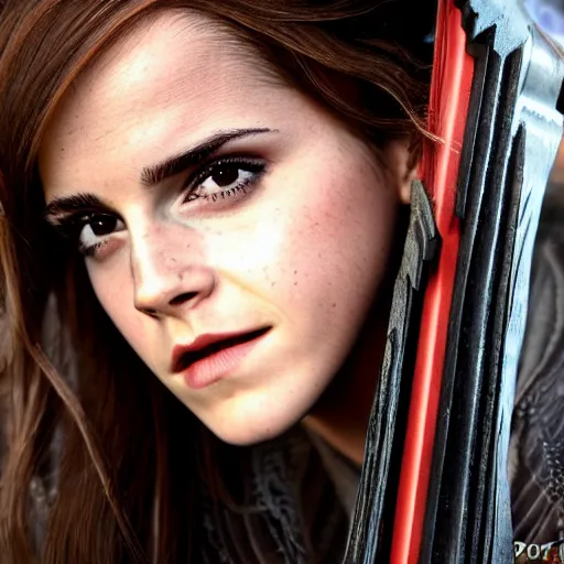 Image similar to Emma Watson full shot modeling as Raven from X-men, (EOS 5DS R, ISO100, f/8, 1/125, 84mm, postprocessed, crisp face, facial features)