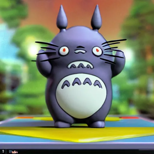 Prompt: Manga cover portrait of an extremely cute and adorable beautiful Totoro playing Dance Dance Revolution, 3d render diorama by Hayao Miyazaki, official Studio Ghibli still, color graflex macro photograph, Pixiv, DAZ Studio 3D