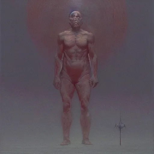 Image similar to joe rogan as a zdzisław beksinski painting, dark, epic