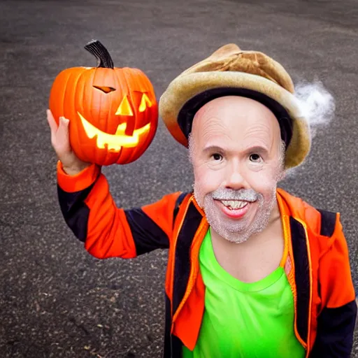 Prompt: clint howard trick or treating on halloween, ( sony a 7 r iv, symmetric balance, polarizing filter, photolab, lightroom, 4 k, dolby vision, photography awardm, voque, perfect face )