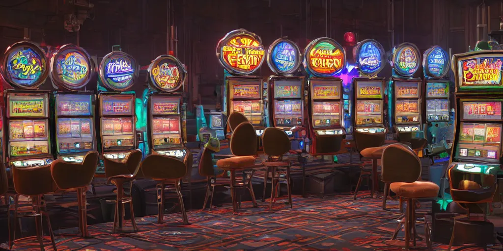 Prompt: slot machine, unreal 5, hyperrealistic, realistic, photorealistic, dynamic lighting, highly detailed, cinematic landscape, studio landscape, studio lighting