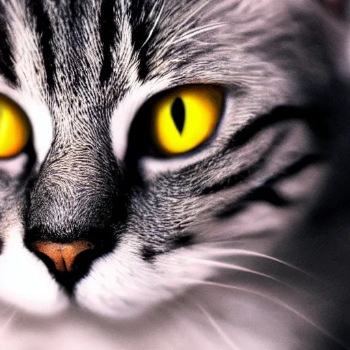 Prompt: upclose photo of a cat, photorealistic