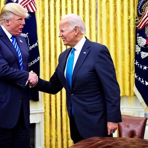 Prompt: joe biden shaking hands with donald trump