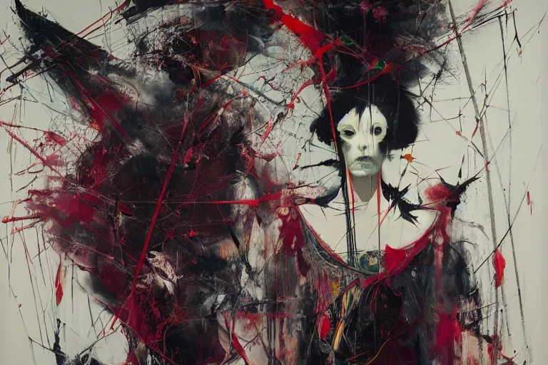Prompt: the physical impossibility of death, in a brutalist designed space ship, gothic, rich deep colours, painted by francis bacon, adrian ghenie, james jean and petra cortright, part by gerhard richter, part by takato yamamoto. 8 k masterpiece