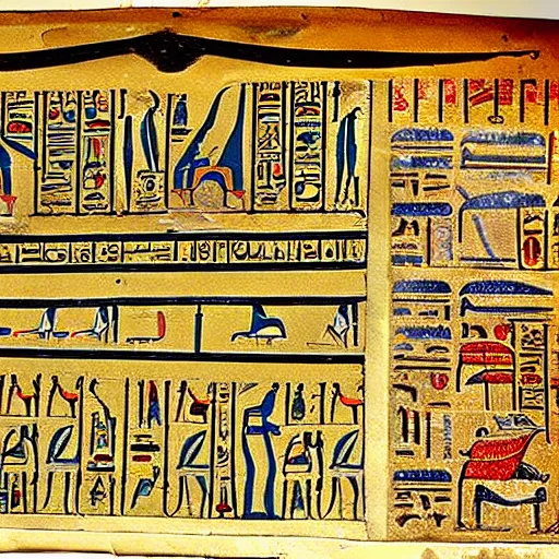 Image similar to ancient egyptian manuscript with pictures of airplanes